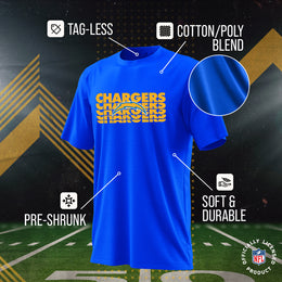 Los Angeles Chargers NFL Youth Repeating Logo Football T-Shirt Unisex Tag Free Comfortable - Royal