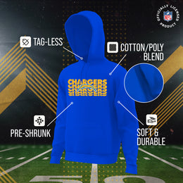 Los Angeles Chargers NFL Youth Repeating Logo Football Fleece Hooded Sweatshirt - Royal