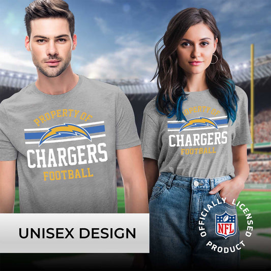 Los Angeles Chargers NFL Adult Property Of T-Shirt - Sport Gray