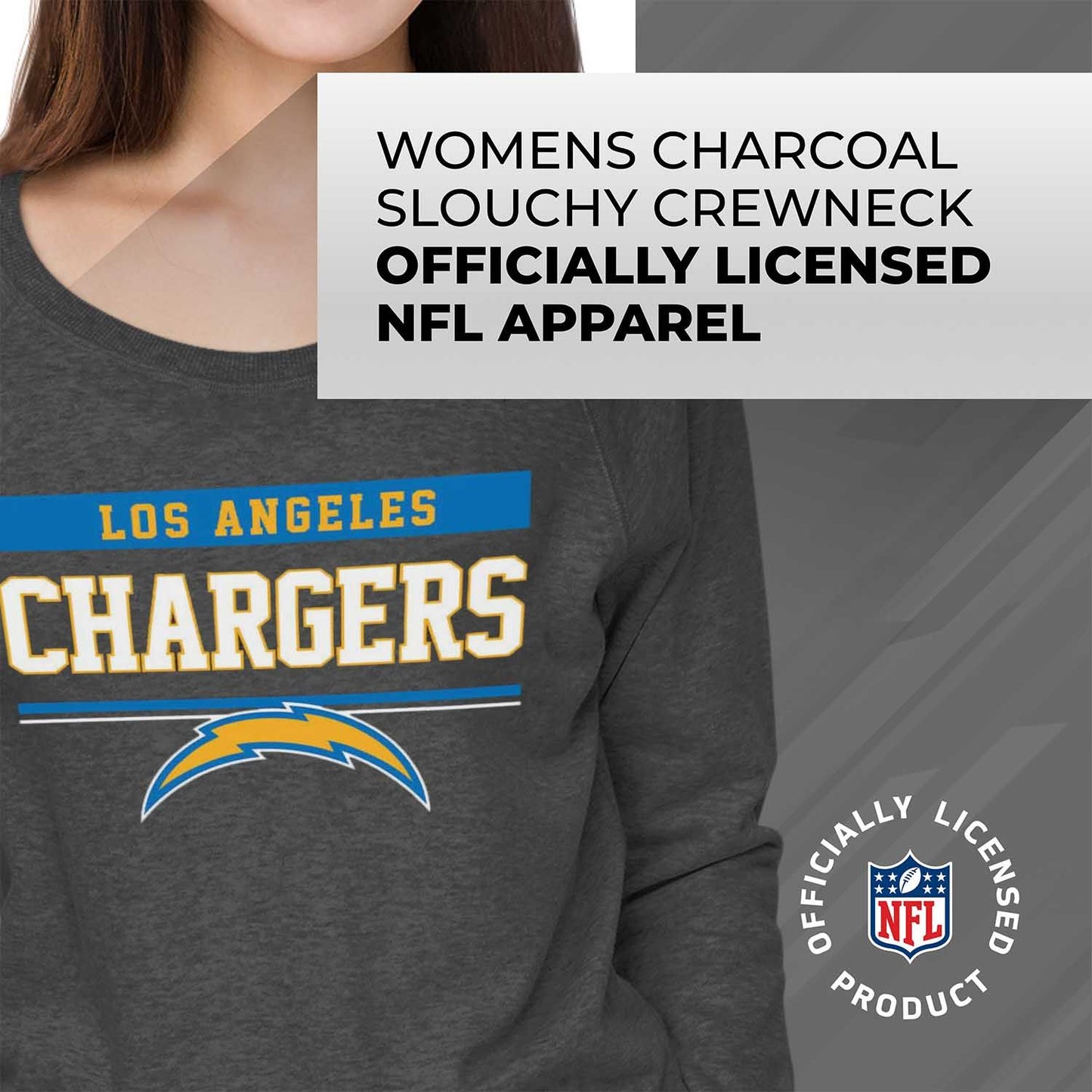 Los Angeles Chargers NFL Women's Plus Size Team Block Charcoal Crewneck - Charcoal