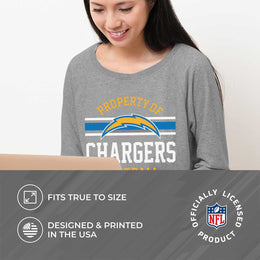 Los Angeles Chargers NFL Womens Plus Size Property of Lightweight Crew Neck - Sport Gray