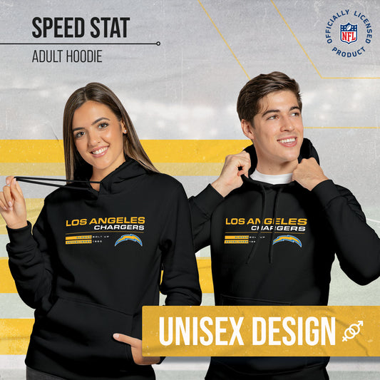 Los Angeles Chargers Adult NFL Speed Stat Sheet Fleece Hooded Sweatshirt - Black