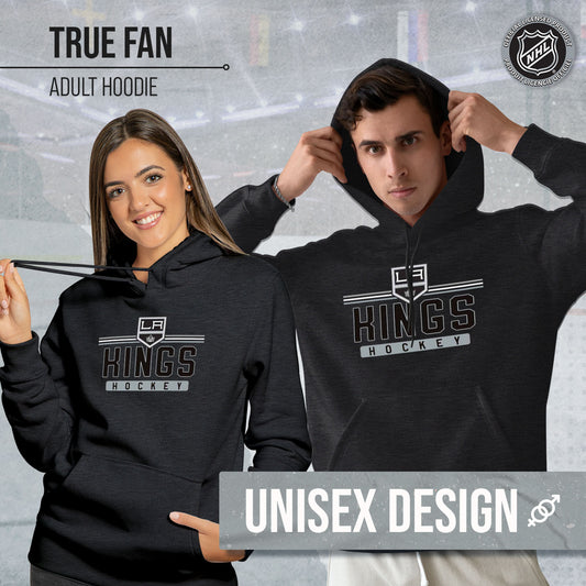 Los Angeles Kings NHL Adult Heather Charcoal True Fan Hooded Sweatshirt Unisex - Charcoal