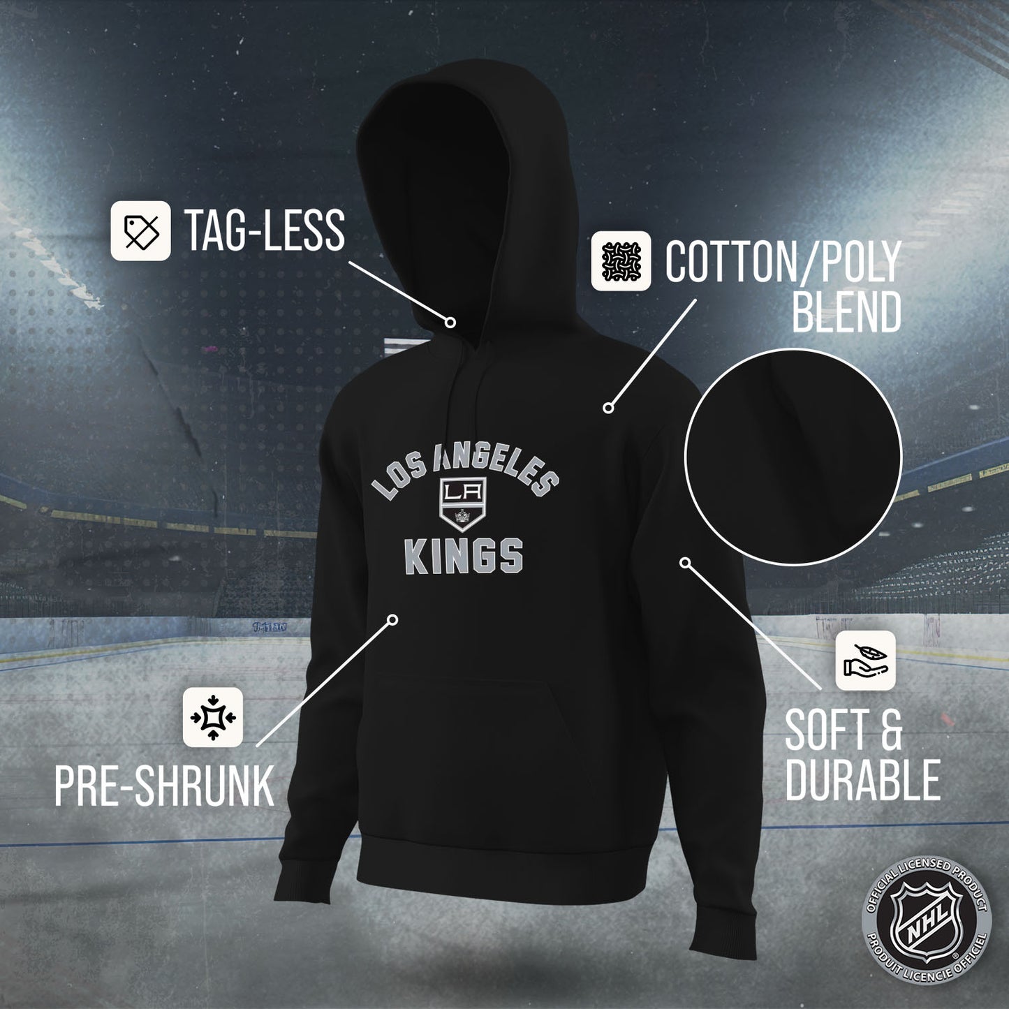 Los Angeles Kings Adult NHL Gameday Hooded Sweatshirt - Black