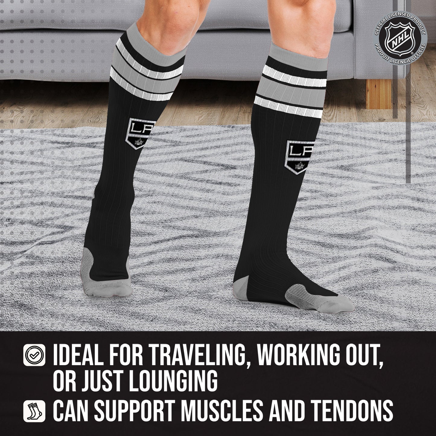 Los Angeles Kings NHL Adult Knee High-Performance Socks - Black