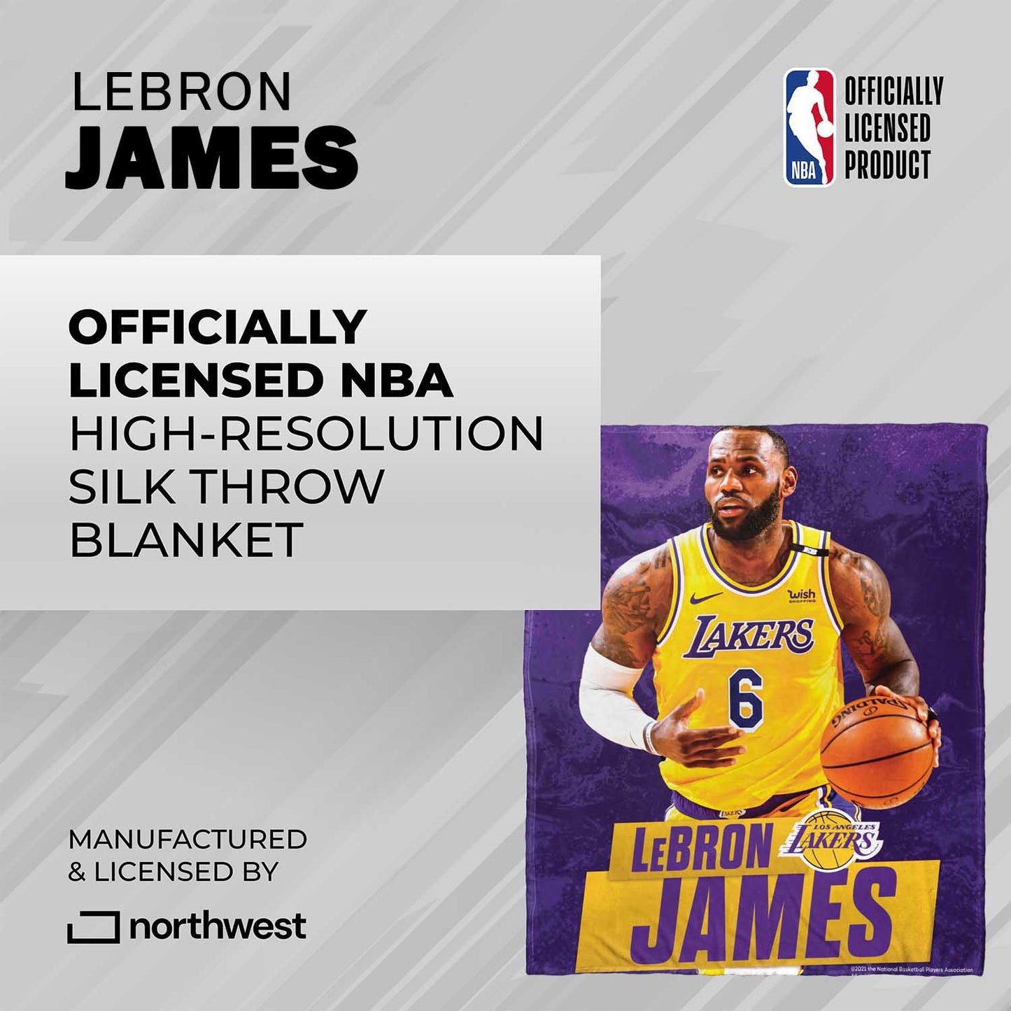 Los Angeles Lakers Northwest NBA Hi-Def Lebron James Silk Blanket - Yellow