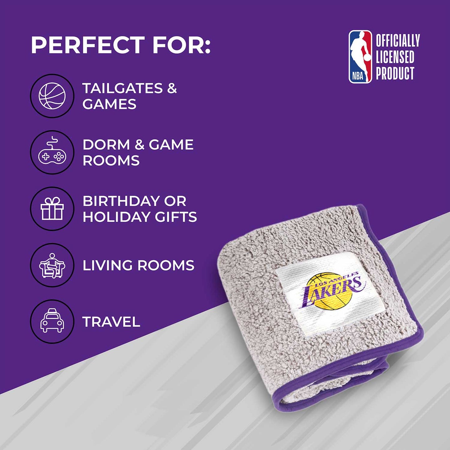 Los Angeles Lakers NBA Silk Touch Sherpa Throw Blanket - Purple