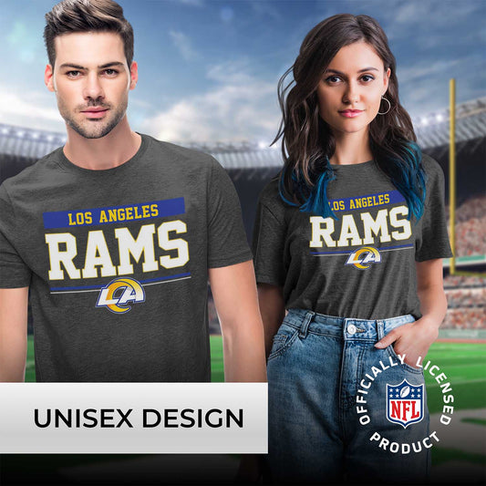 Los Angeles Rams NFL Adult Team Block Tagless T-Shirt - Charcoal