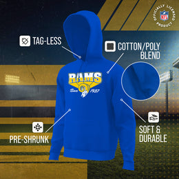 Los Angeles Rams NFL Adult Unisex Vintage Block Ultra Soft Fleece Hooded Sweatshirt - Royal