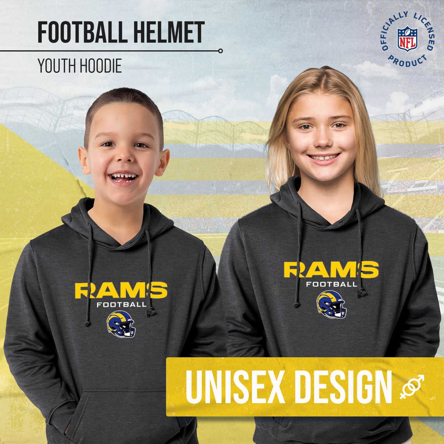 Los Angeles Rams NFL Youth Football Helmet Hood - Charcoal