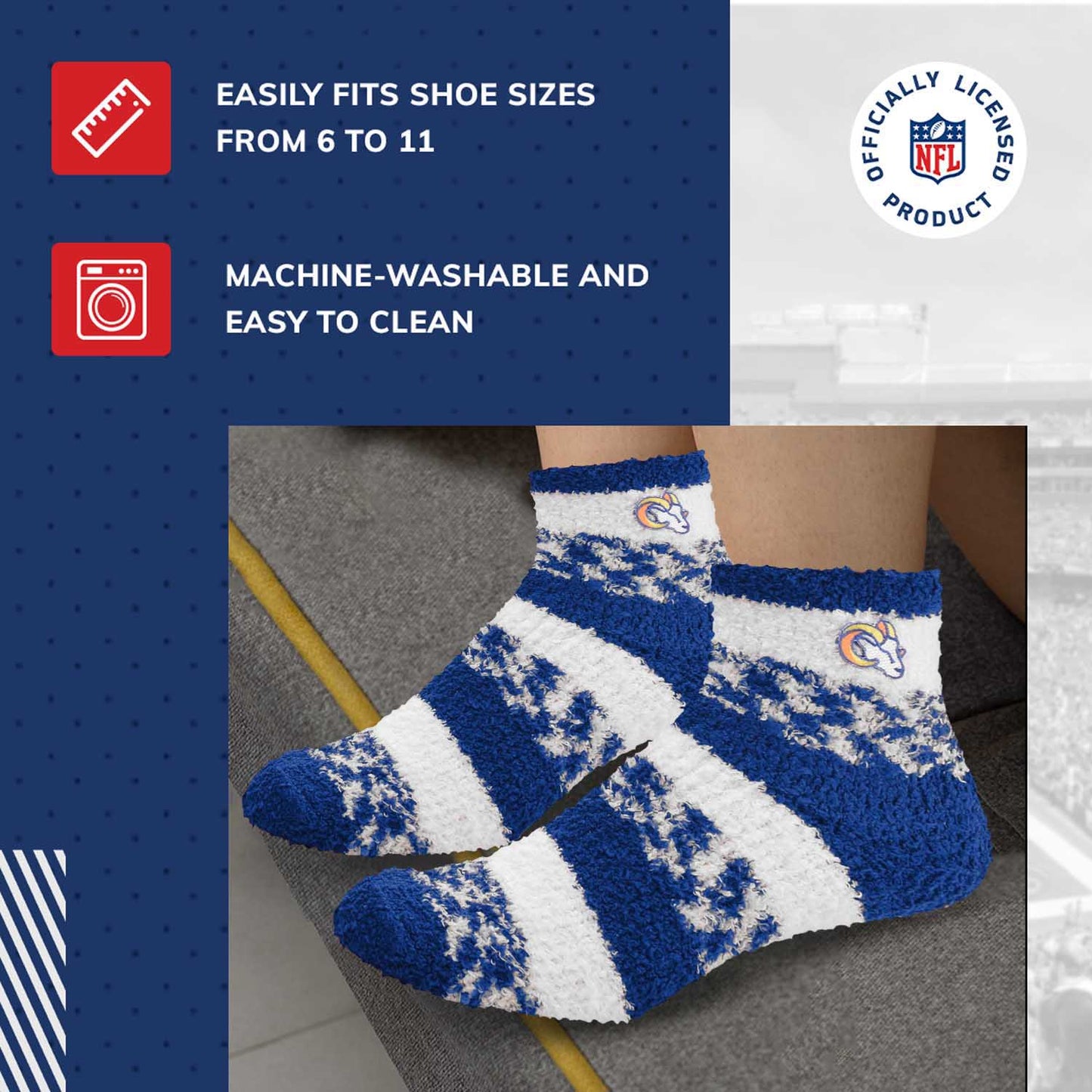 Los Angeles Rams NFL Cozy Soft Slipper Socks - Navy