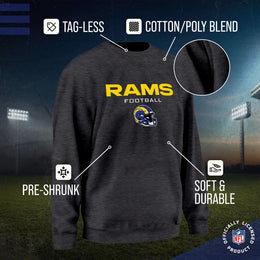 Los Angeles Rams Adult NFL Football Helmet Heather Crewneck Sweatshirt - Charcoal