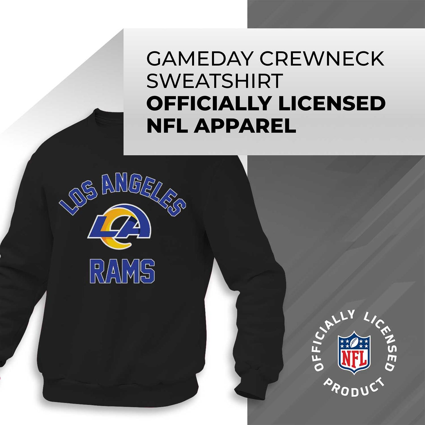 Los Angeles Rams NFL Adult Gameday Football Crewneck Sweatshirt - Black