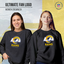 Los Angeles Rams Women's NFL Ultimate Fan Logo Slouchy Crewneck -Tagless Fleece Lightweight Pullover - Charcoal