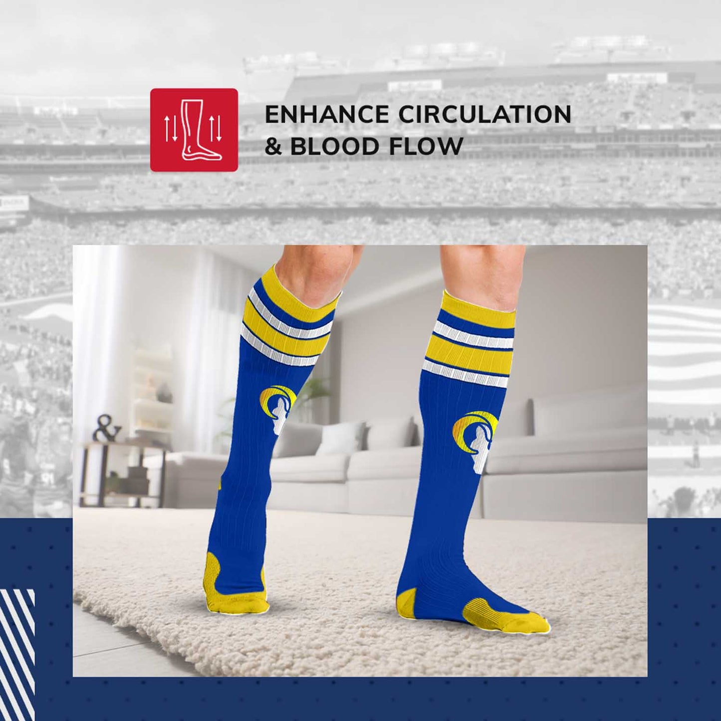 Los Angeles Rams NFL Adult Knee High-Performance Socks - Royal