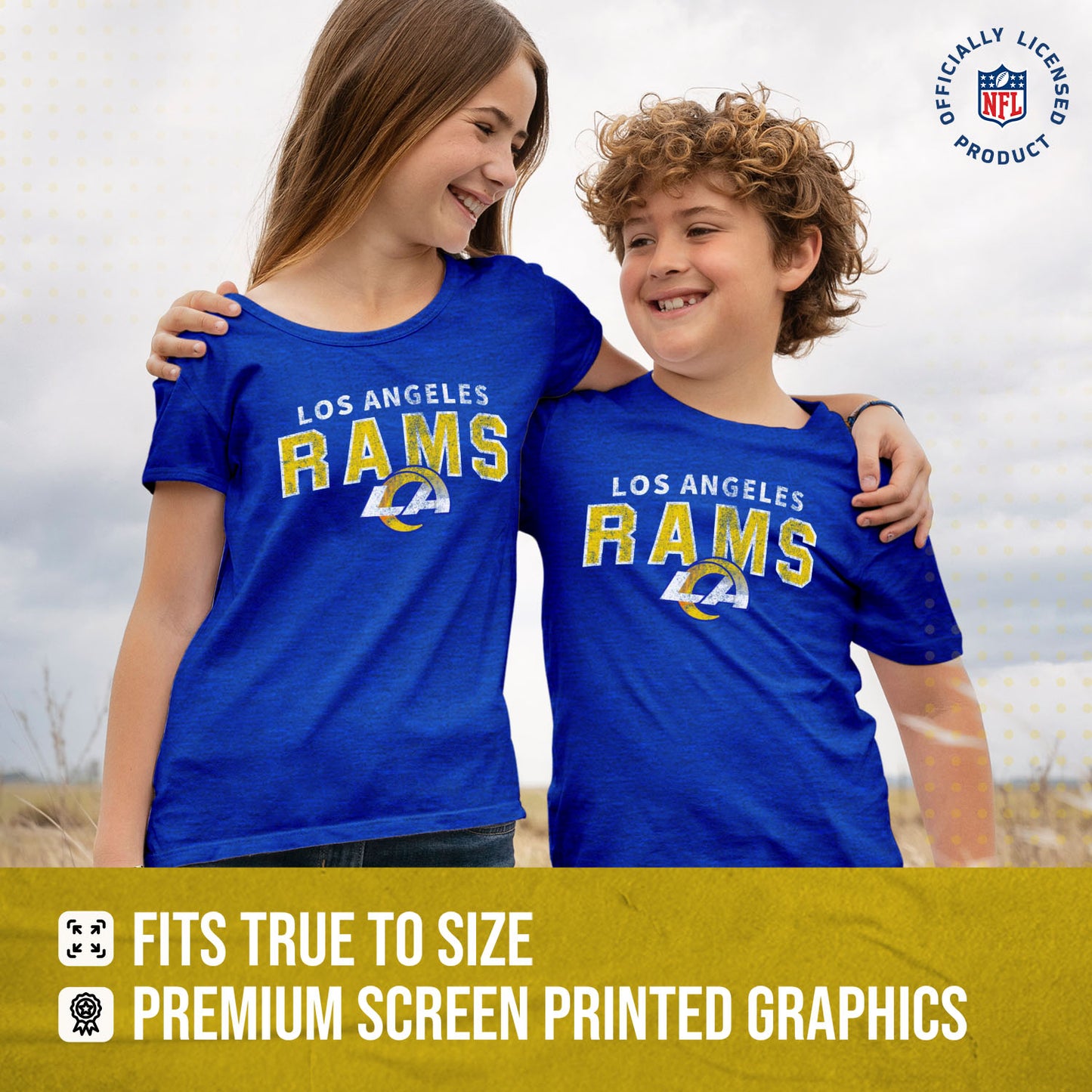 Los Angeles Rams NFL Youth Starting Fresh Tee- Pro Football Tag-Less T-Shirt For Boys & Girls - Royal