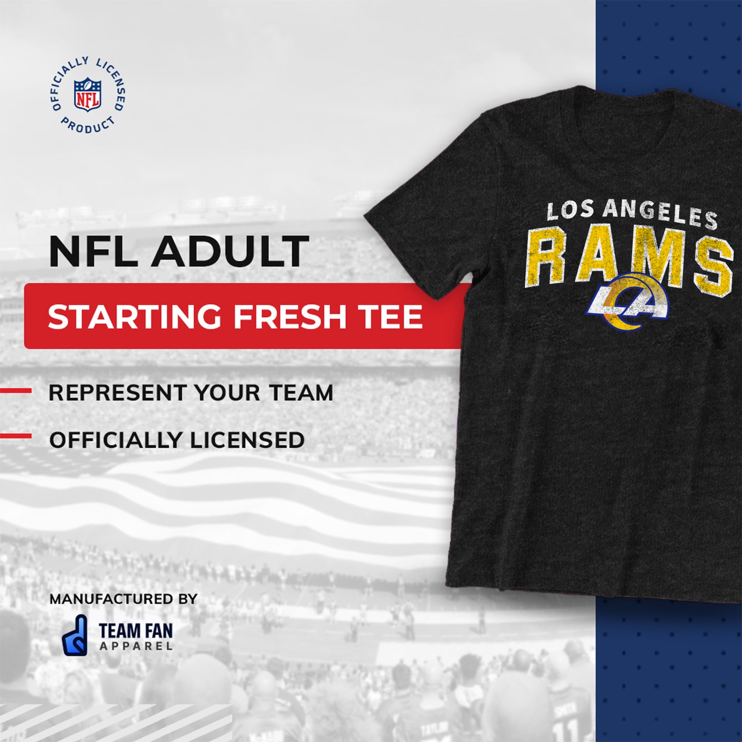 Los Angeles Rams NFL Starting Fresh Short Sleeve Heather T-Shirt - Black