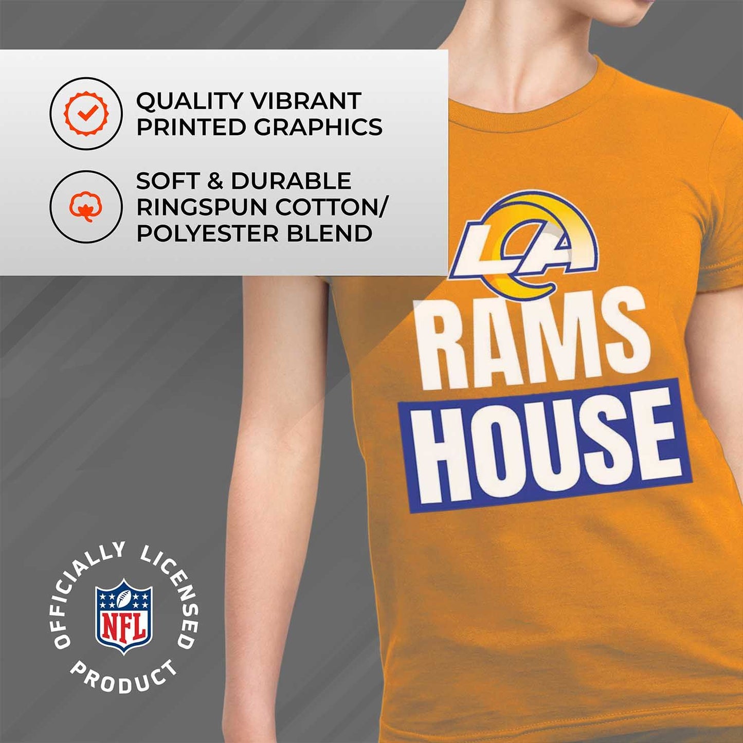Los Angeles Rams NFL Womens Plus Size Team Slogan Short Sleeve T-Shirt - Yellow