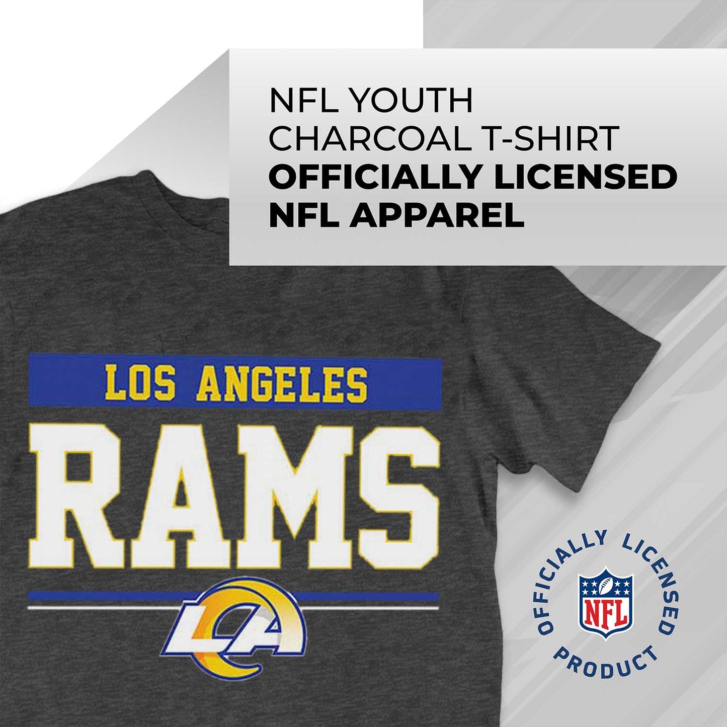 Los Angeles Rams NFL Youth Short Sleeve Charcoal T Shirt - Charcoal