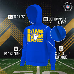 Los Angeles Rams NFL Youth Repeating Logo Football Fleece Hooded Sweatshirt - Royal