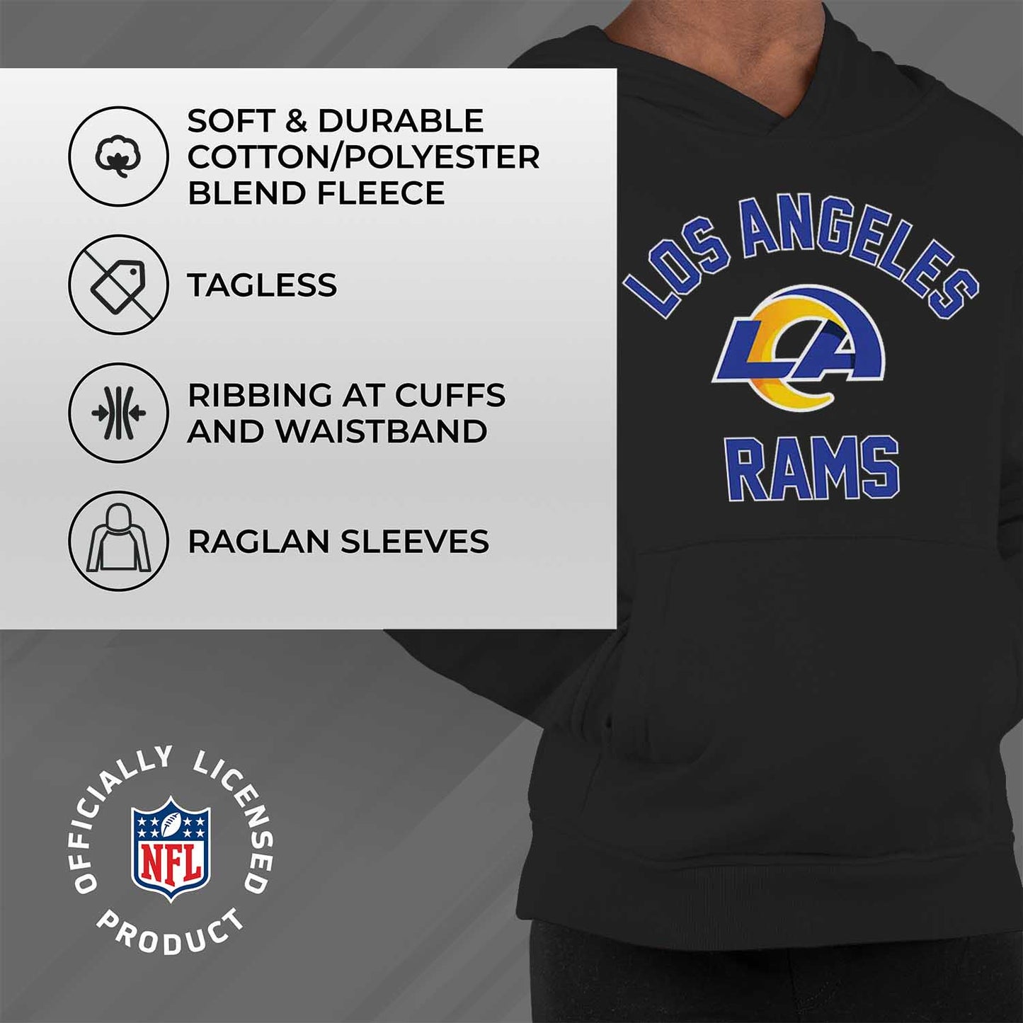 Los Angeles Rams NFL Youth Gameday Hooded Sweatshirt - Black