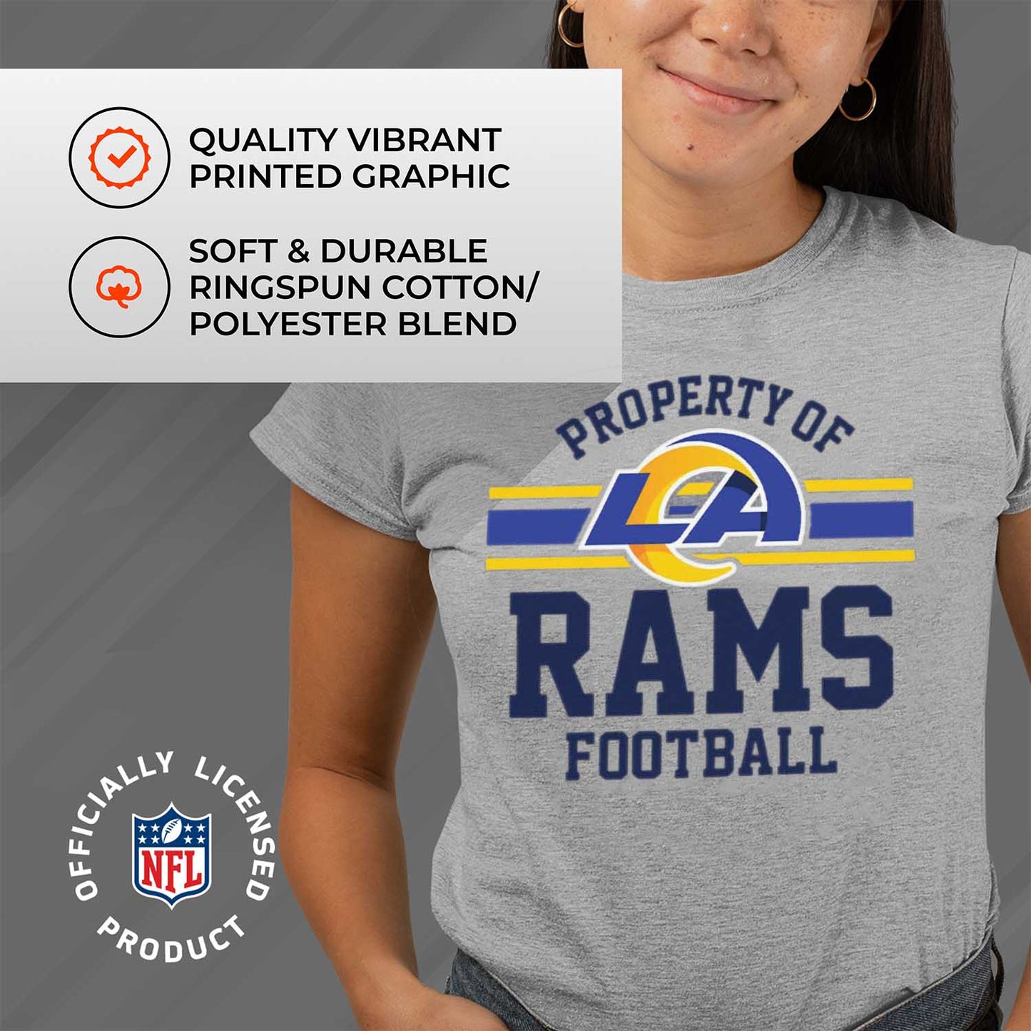 Los Angeles Rams NFL Womens Short Sleeve Property of Tshirt - Gray