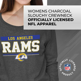 Los Angeles Rams NFL Womens Charcoal Crew Neck Football Apparel - Charcoal