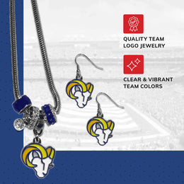 Los Angeles Rams NFL Game Day Necklace and Earrings - Silver