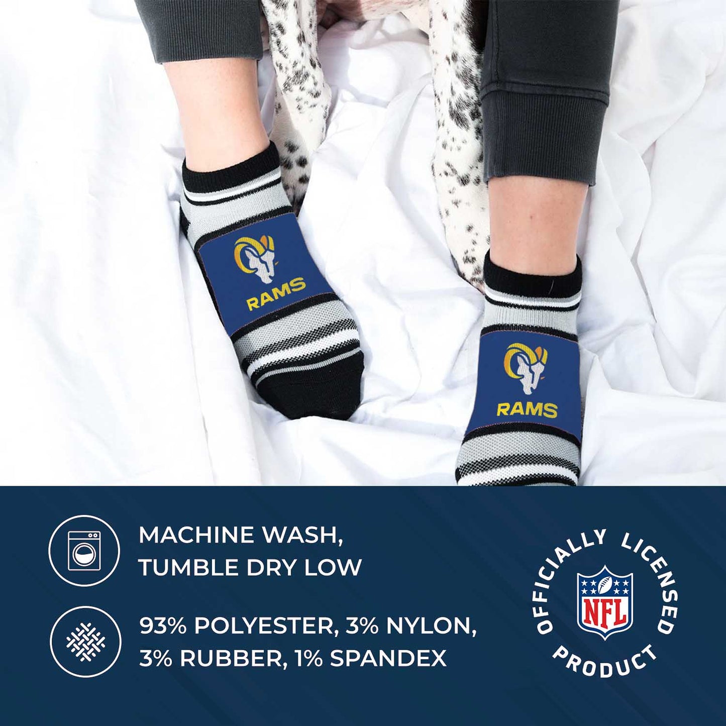 Los Angeles Rams NFL Adult Marquis Addition No Show Socks - Royal