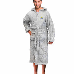 Los Angeles Rams NFL Plush Hooded Robe with Pockets - Gray