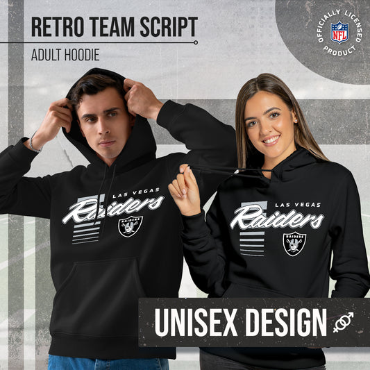 Las Vegas Raiders NFL Adult Unisex Retro Script Ultra Soft Fleece Hooded Sweatshirt - Black
