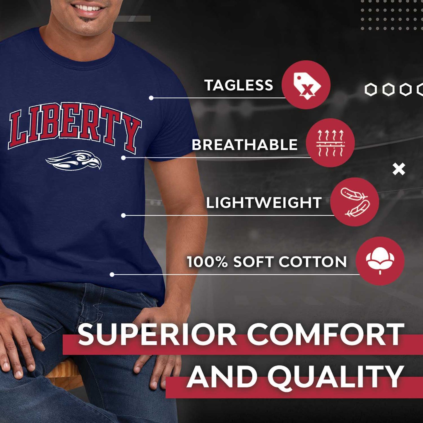 Liberty Flames NCAA Adult Gameday Cotton T-Shirt - Navy