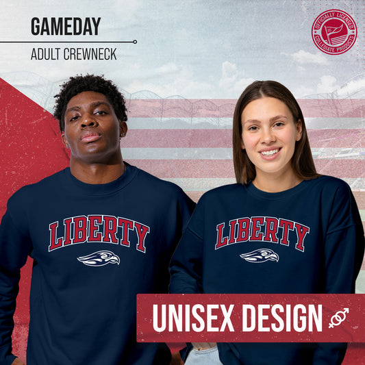 Liberty Flames Adult Arch & Logo Soft Style Gameday Crewneck Sweatshirt - Navy