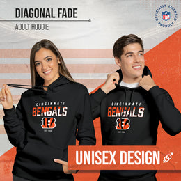 Cincinnati Bengals Adult NFL Diagonal Fade Fleece Hooded Sweatshirt - Black