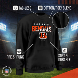 Cincinnati Bengals Adult NFL Diagonal Fade Color Block Crewneck Sweatshirt - Black