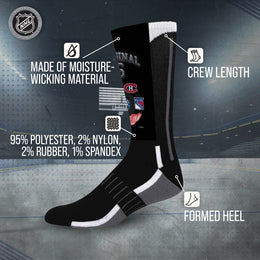 Original Six Adult NHL Original 6 Montage Crew Socks - Black
