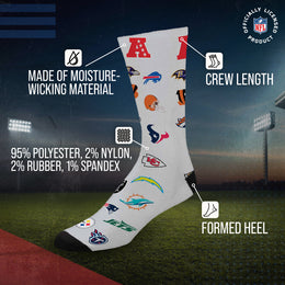NFL Youth  Ultimate Fan All Over Logo Crew Socks - Gray