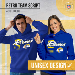 Los Angeles Rams NFL Adult Unisex Retro Script Ultra Soft Fleece Hooded Sweatshirt - Royal