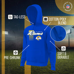 Los Angeles Rams NFL Adult Unisex Retro Script Ultra Soft Fleece Hooded Sweatshirt - Royal