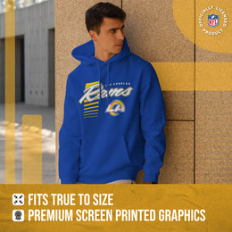 Los Angeles Rams NFL Adult Unisex Retro Script Ultra Soft Fleece Hooded Sweatshirt - Royal