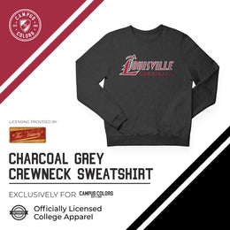 Louisville Cardinals NCAA Adult Charcoal Crewneck Fleece Sweatshirt - Charcoal