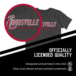 Louisville Cardinals Campus Colors NCAA Adult Cotton Blend Charcoal Tagless T-Shirt - Charcoal
