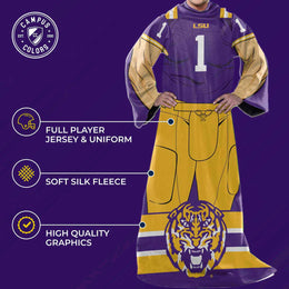 LSU Tigers NCAA Team Wearable Blanket with Sleeves - Purple