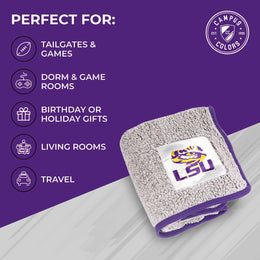 LSU Tigers NCAA Silk Sherpa College Throw Blanket - Purple