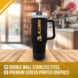 LSU Tigers Collegiate 40oz Stainless Steel Travel Tumbler with Handle for Alumni - Black