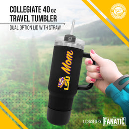 LSU Tigers Collegiate 40oz Stainless Steel Travel Tumbler with Handle for Mom - Black