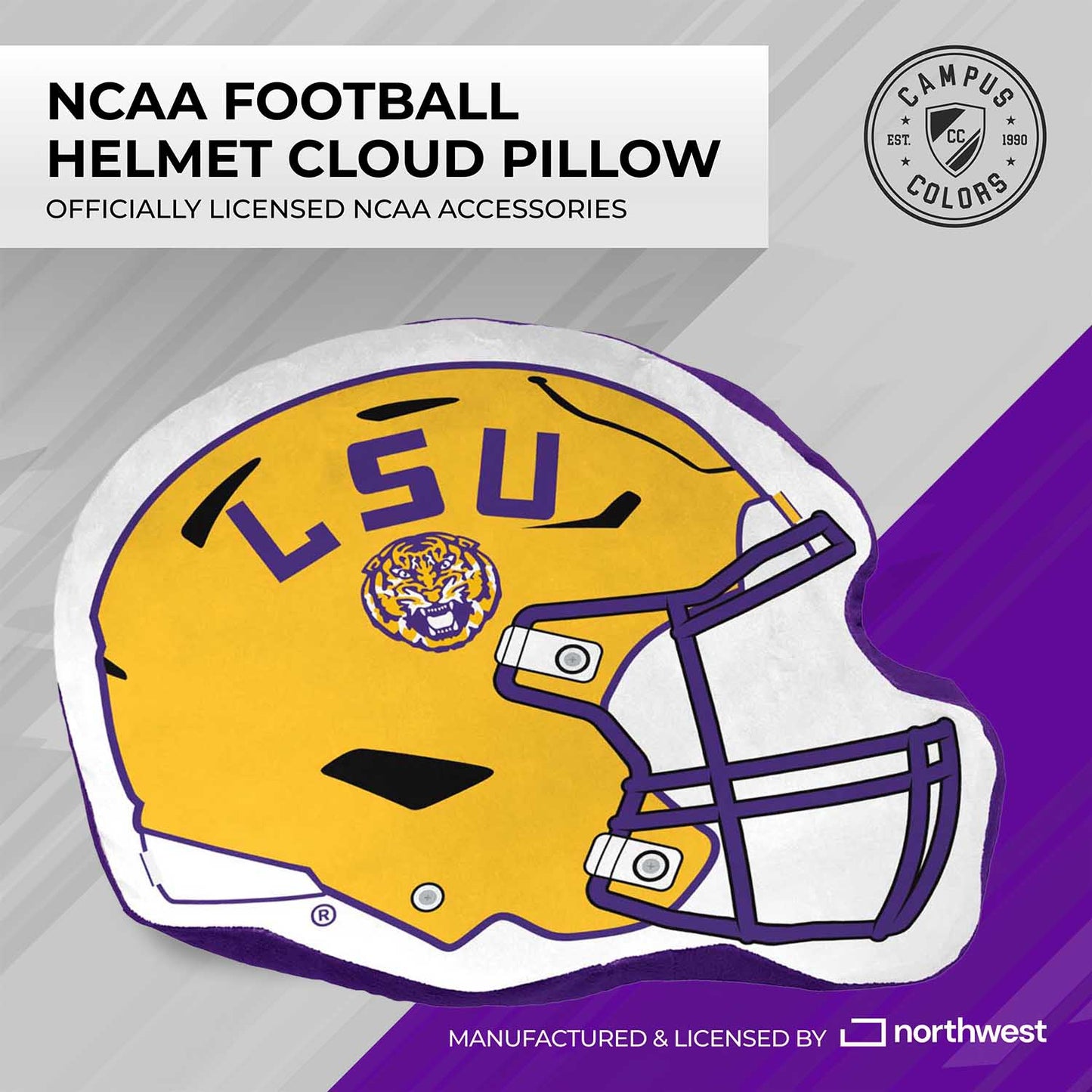 LSU Tigers NCAA Helmet Super Soft Football Pillow - Gold
