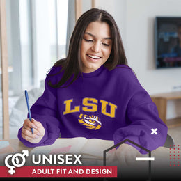 LSU Tigers Adult Arch & Logo Soft Style Gameday Crewneck Sweatshirt - Purple