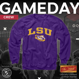 LSU Tigers Adult Arch & Logo Soft Style Gameday Crewneck Sweatshirt - Purple