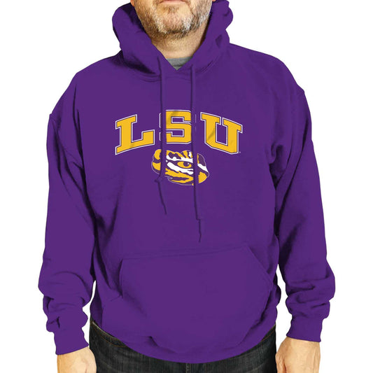 LSU Tigers Adult Arch & Logo Soft Style Gameday Hooded Sweatshirt - Purple